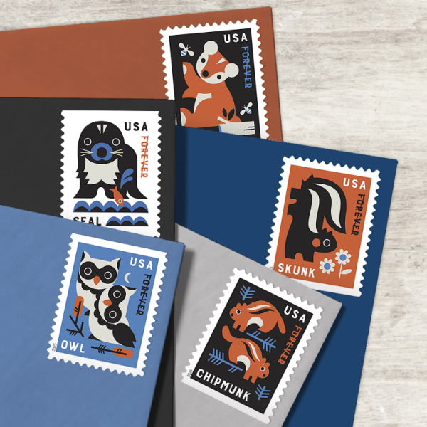 Baby Wild Animals Stamps 2025 Forever Stamps 100 pcs