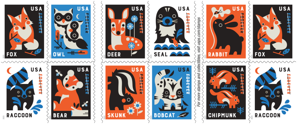Baby Wild Animals Stamps 2025 Forever Stamps 100 pcs