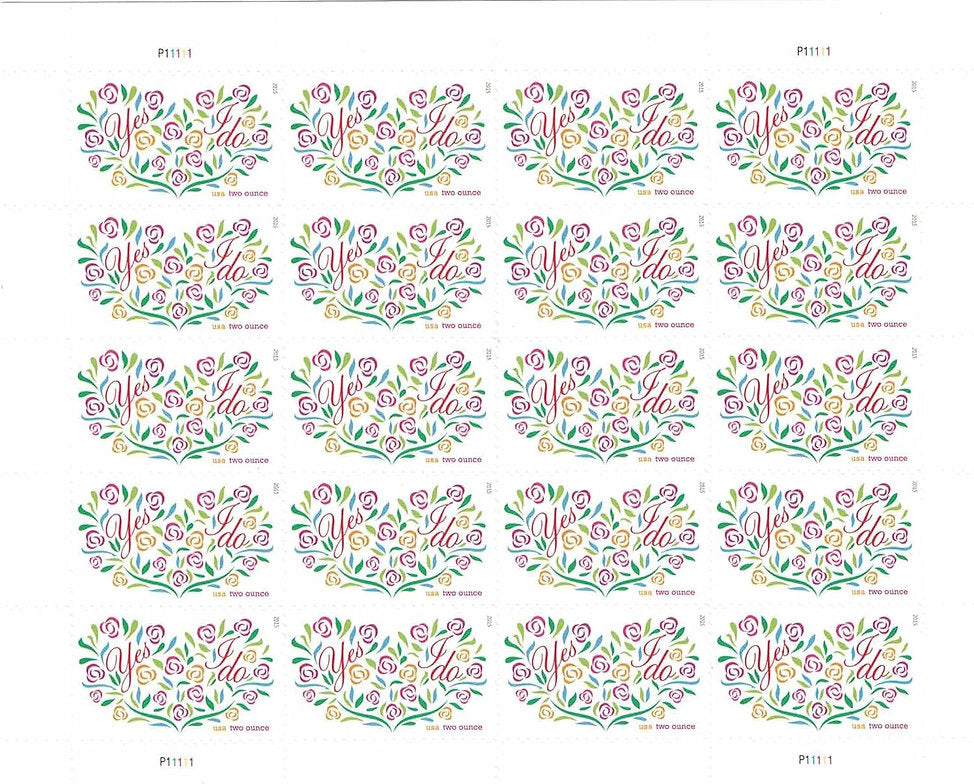 Yes, I Do Stamps 2015 Two-Ounce Forever Stamps 100pcs