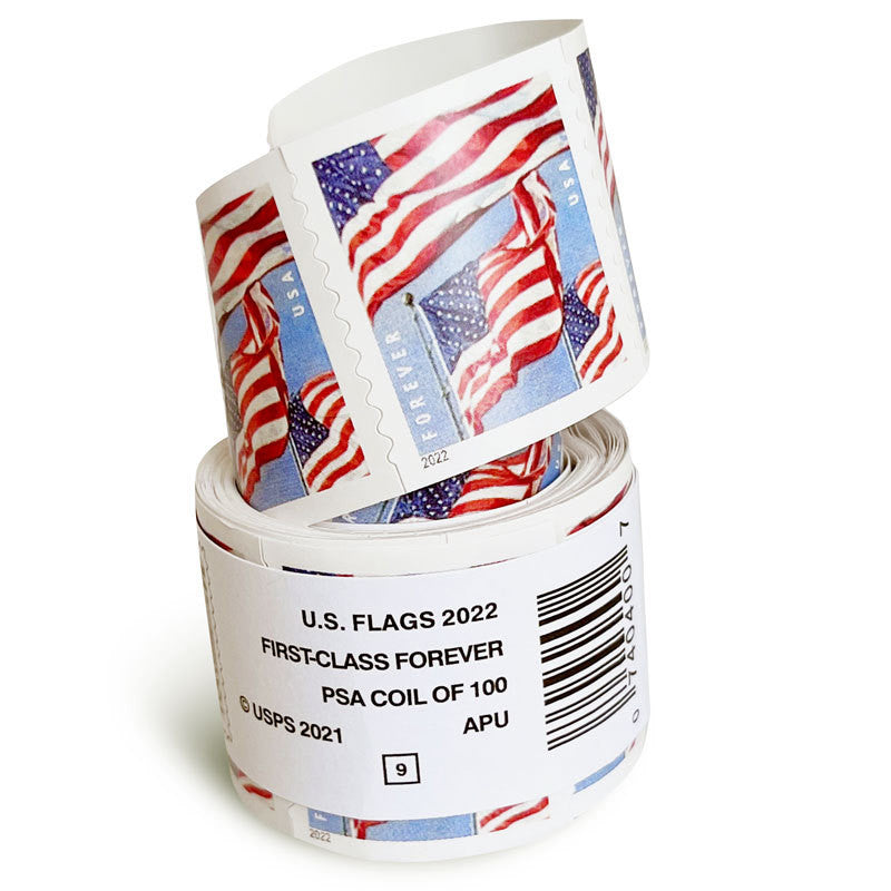 US Flag Stamps- Roll of 100 – Rolls of Stamps