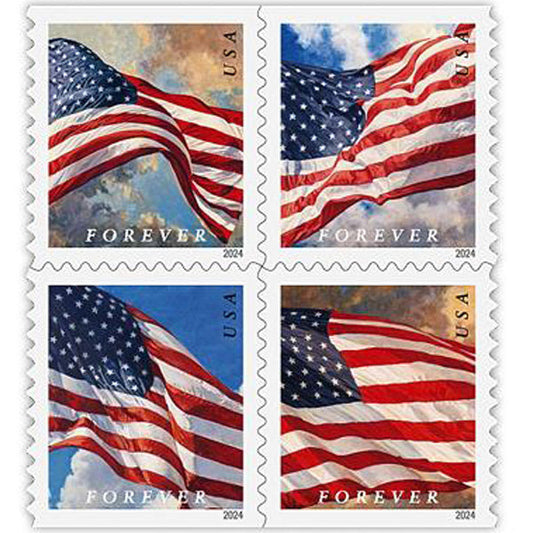 U.S. Flags 2024 Stamps Booklet Forever Stamps 100 pcs