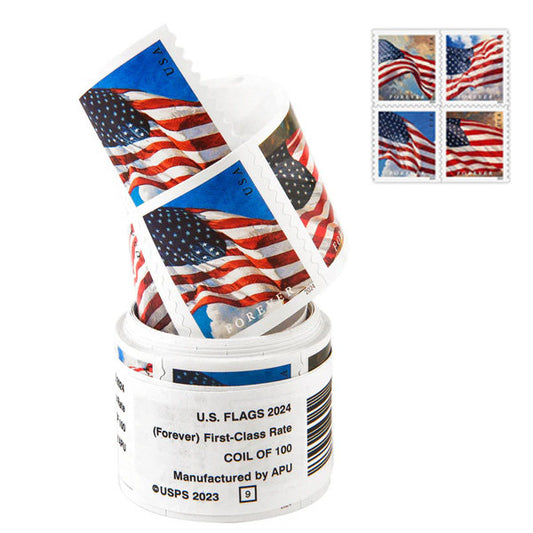 U.S. Flags 2024 Stamps Roll of Forever Stamps 100 pcs