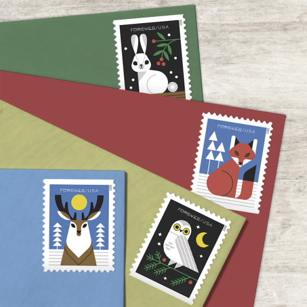 Winter Woodland Animals Stamps 2023 Forever Stamps 100 pcs