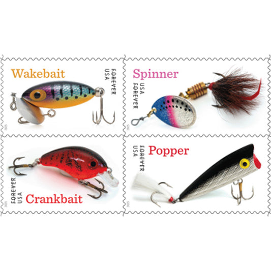 Freshwater Fishing Lures Stamps 2025 Forever Stamps 100 pcs