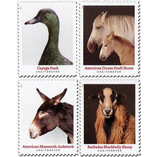 Heritage Breeds Stamps 2021 Forever Postage Stamps 100 pcs