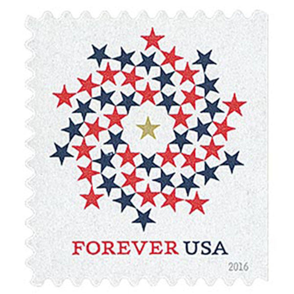 Patriotic Spiral Stars (U.S. 2016) Forever Postage Stamps 100 pcs