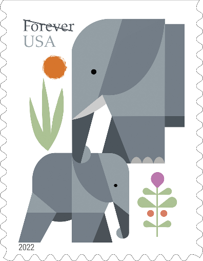 Elephants 2022 First-Class Forever Postage Stamps 100pcs