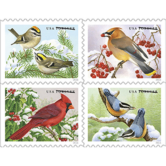 Songbirds in Snow 2016 First-Class Forever Postage Stamps 100pcs