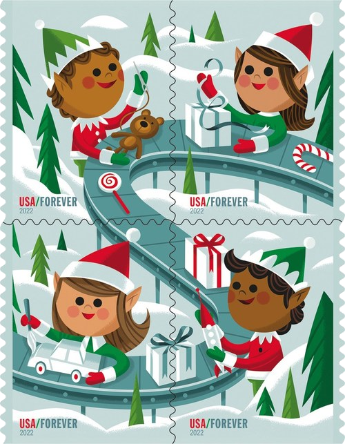 Holiday Elves Stamps 2022 Forever Postage Stamps 100pcs