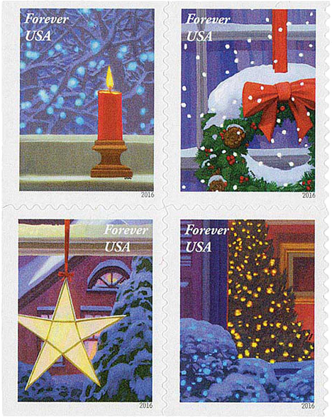 Holiday Window Views (Christmas Contemporary) (U.S. 2016) Forever Postage Stamps 100 pcs