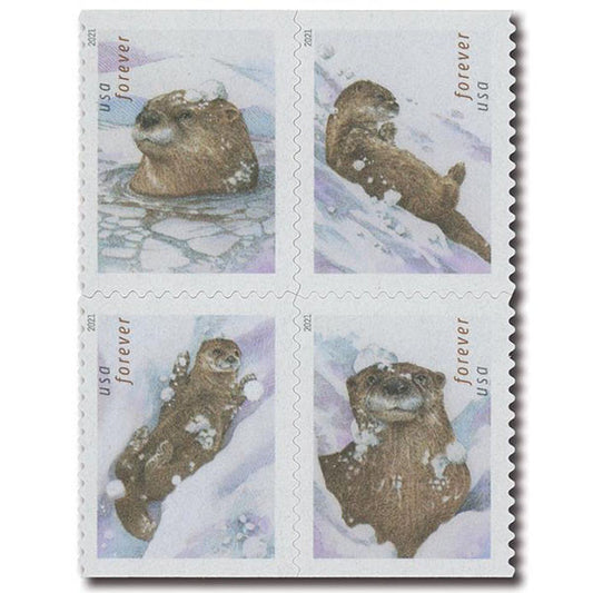 Otters In Snow (U.S. 2021) Forever Postage Stamps 100 pcs