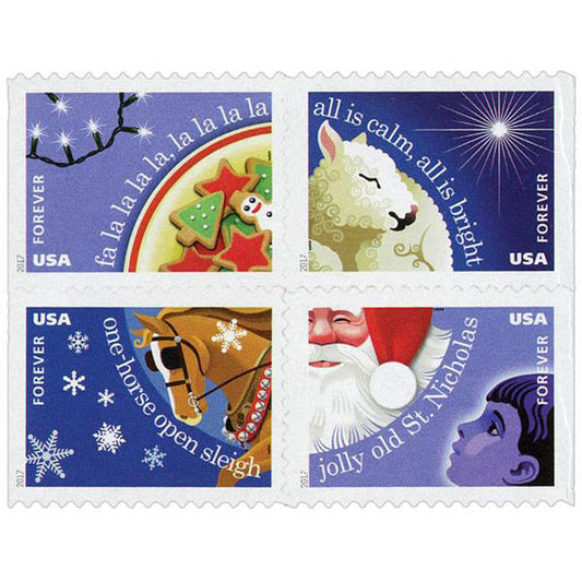 Christmas Carols Booklet (U.S. 2017) Forever Postage Stamps 100 pcs
