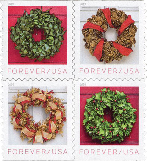 Holiday Wreaths (US 2019) Forever Postage Stamps 100 pcs