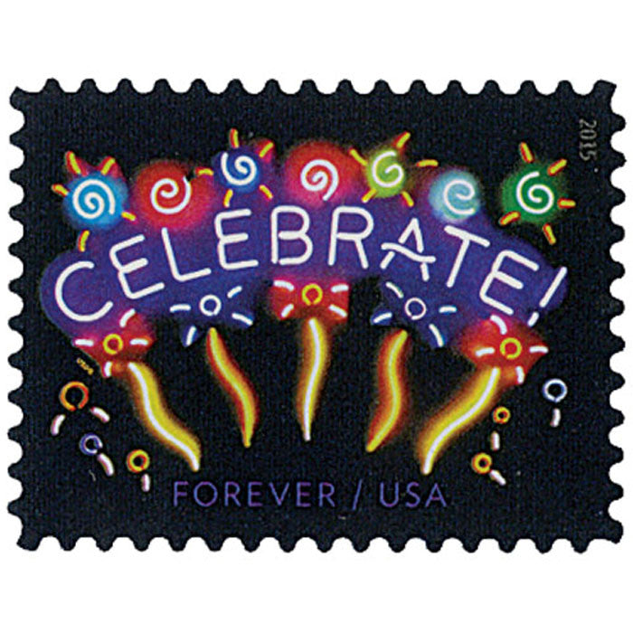 Neon Celebrate! Stamps 2015 First-Class Forever Postage Stamps 100pcs